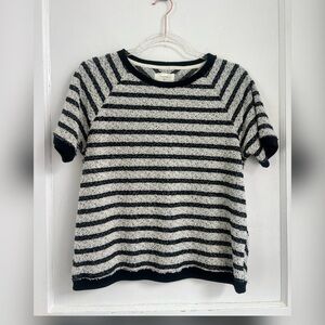 Billy Reid womens top textured stripe short sleeve black/white Size XS $198